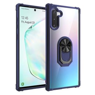 For Galaxy Note 10+ Shockproof Transparent TPU + Acrylic Protective Case with Ring Holder(Blue)