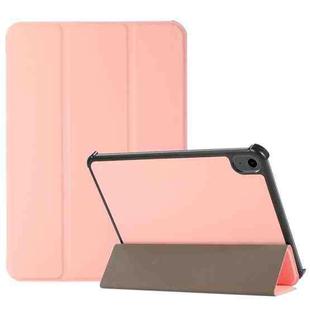 For iPad mini 6 3-folding Skin Texture Horizontal Flip TPU + PU Tablet Leather Case with Holder(Pink)