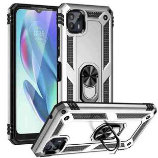 For Motorola Moto G50 5G Shockproof TPU + PC Protective Phone Case with 360 Degree Rotating Holder(Silver)