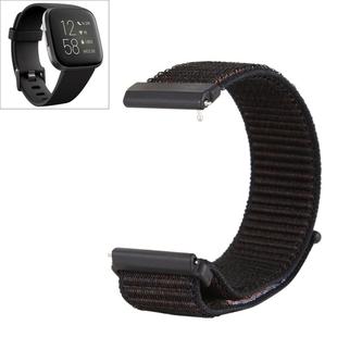 For Fitbit Versa / Versa 2 Nylon Watch Band with Hook and Loop Fastener(Black Brown)