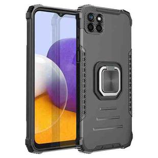 For Samsung Galaxy A22 5G Fierce Warrior Series Armor Aluminum Alloy + TPU Phone Case with Ring Holder(Black)