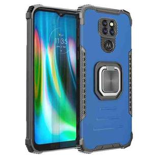 For Motorola Moto G9 / G9 Play / E7 Plus Fierce Warrior Series Armor Aluminum Alloy + TPU Phone Case with Ring Holder(Blue)