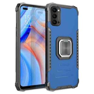 For OPPO Reno4 5G / 4G Fierce Warrior Series Armor Aluminum Alloy + TPU Phone Case with Ring Holder(Blue)