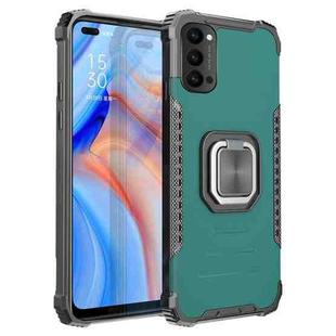 For OPPO Reno4 5G / 4G Fierce Warrior Series Armor Aluminum Alloy + TPU Phone Case with Ring Holder(Green)