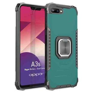 For OPPO A3s / C1 / A5 / A12e Fierce Warrior Series Armor Aluminum Alloy + TPU Phone Case with Ring Holder(Green)