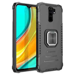 For Xiaomi Redmi 9 / Redmi 10X Fierce Warrior Series Armor Aluminum Alloy + TPU Phone Case with Ring Holder(Black)