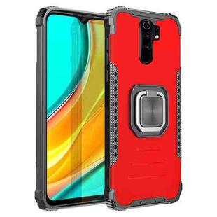 For Xiaomi Redmi 9 / Redmi 10X Fierce Warrior Series Armor Aluminum Alloy + TPU Phone Case with Ring Holder(Red)