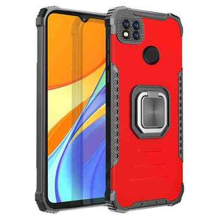 For Xiaomi Redmi 9C / Redmi 9 Indian Version Fierce Warrior Series Armor Aluminum Alloy + TPU Phone Case with Ring Holder(Red)