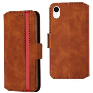 For iPhone XR Retro Frosted Oil Side Horizontal Flip Case with Holder & Card Slots(Brown)