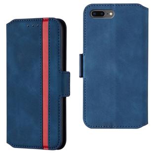 For iPhone 8 Plus & 7 Plus Retro Frosted Oil Side Horizontal Flip Case with Holder & Card Slots(Blue)