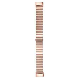 For Fitbit Charge 5 One-bead Steel Strap Watch Band(Rose Gold)