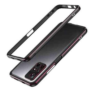 For Xiaomi Redmi Note 11 Aurora Series Lens Protector + Metal Frame Phone Case(Black Red)