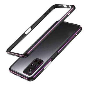For Xiaomi Redmi Note 11 Aurora Series Lens Protector + Metal Frame Phone Case(Black Purple)