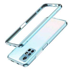 For Xiaomi Redmi Note 11 Aurora Series Lens Protector + Metal Frame Phone Case(Light Blue Silver)