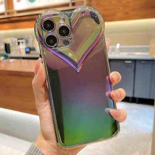 For iPhone 12 mini Love-heart Colorful TPU Phone Protective Case (Electroplating Purple Green)