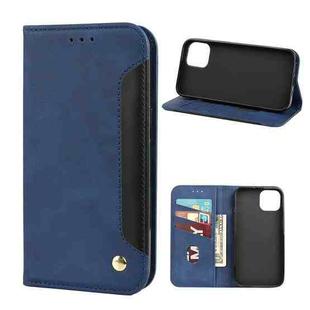 For iPhone 13 Skin Feel Splicing Leather Phone Case(Blue)