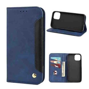 Skin Feel Splicing Leather Phone Case For iPhone 11 Pro Max(Blue)