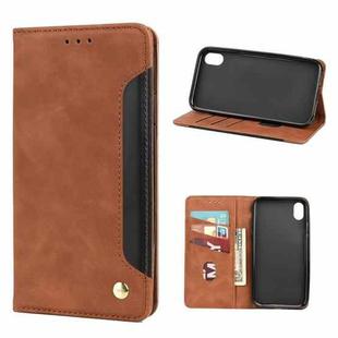 For iPhone XS Max Skin Feel Splicing Leather Phone Case(Brown)