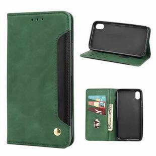 For iPhone XS Max Skin Feel Splicing Leather Phone Case(Green)