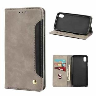 For iPhone X / XS Skin Feel Splicing Leather Phone Case(Grey)