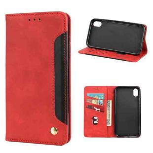 For iPhone XR Skin Feel Splicing Leather Phone Case(Red)