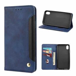 For iPhone XR Skin Feel Splicing Leather Phone Case(Blue)