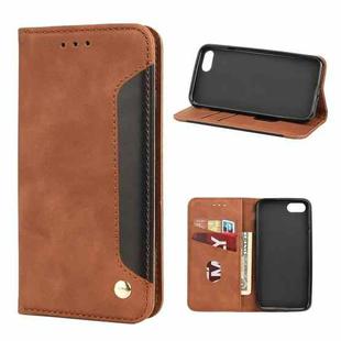 Skin Feel Splicing Leather Phone Case For iPhone 8 Plus & 7 Plus(Brown)