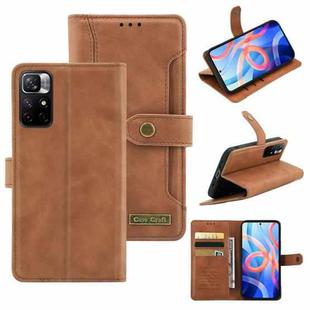 For Xiaomi Redmi Note 11 4G / Note 11S 4G International Version Copper Buckle Horizontal Flip Leather Phone Case(Brown)