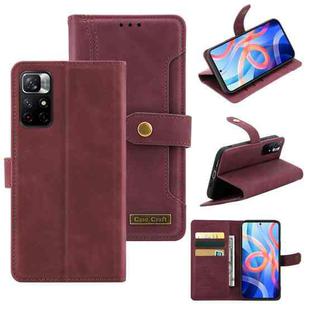 For Xiaomi Redmi Note 11 4G / Note 11S 4G International Version Copper Buckle Horizontal Flip Leather Phone Case(Maroon)