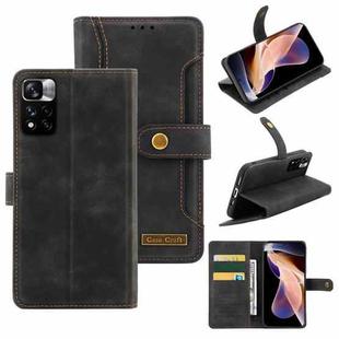 For Xiaomi Redmi Note 11 Pro / Note 11 Pro+ Copper Buckle Horizontal Flip Leather Phone Case(Black)