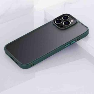 For iPhone 13 Pro Frosted Back Shockproof Phone Case (Deep Green)