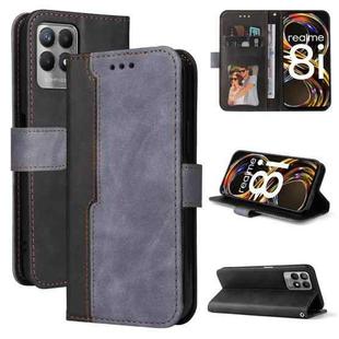 For OPPO Realme 8i Business Stitching-Color Horizontal Flip PU Leather Phone Case(Gray)