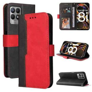 For OPPO Realme 8i Business Stitching-Color Horizontal Flip PU Leather Phone Case(Red)
