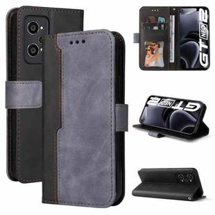 For OPPO Realme GT Neo2 Business Stitching-Color Horizontal Flip PU Leather Phone Case(Gray)