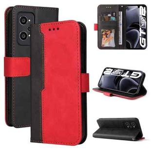 For OPPO Realme GT Neo2 Business Stitching-Color Horizontal Flip PU Leather Phone Case(Red)