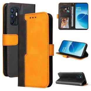 For OPPO Reno6 4G Business Stitching-Color Horizontal Flip PU Leather Phone Case(Orange)