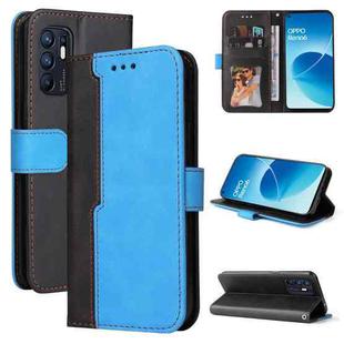 For OPPO Reno6 4G Business Stitching-Color Horizontal Flip PU Leather Phone Case(Blue)