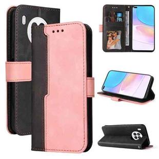 For Huawei nova 8i / Honor 50 Lite 5G Business Stitching-Color Horizontal Flip PU Leather Phone Case(Pink)