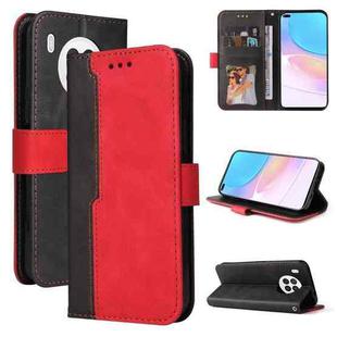 For Huawei nova 8i / Honor 50 Lite 5G Business Stitching-Color Horizontal Flip PU Leather Phone Case(Red)