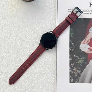 20mm Crazy Horse Texture Frosted Leather Strap Watch Band(Red)