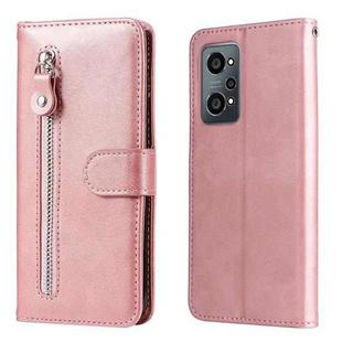 For OPPO Realme GT Neo2 Calf Texture Zipper Horizontal Flip Leather Phone Case(Rose Gold)