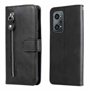 For OPPO Realme GT Neo2 Calf Texture Zipper Horizontal Flip Leather Phone Case(Black)