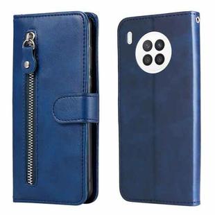 For Huawei nova 8i / Honor 50 Lite Calf Texture Zipper Horizontal Flip Leather Phone Case(Blue)
