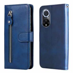 For Huawei nova 9 / Honor 50 5G Calf Texture Zipper Horizontal Flip Leather Phone Case(Blue)