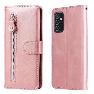 For Samsung Galaxy M52 5G Calf Texture Zipper Horizontal Flip Leather Phone Case(Rose Gold)