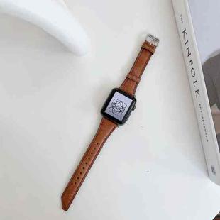 Knife Tail Shaped Cowhide Watch Band For Apple Watch Ultra 49mm / Series 8&7 45mm / SE 2&6&SE&5&4 44mm / 3&2&1 42mm(Coffee)