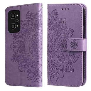 For OPPO Realme GT Neo2 7-petal Flowers Embossed Flip Leather Phone Case with Holder & Card Slots(Light Purple)