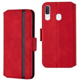 For Galaxy A20 / A30 Retro Frosted Oil Side Horizontal Flip Case with Holder & Card Slots(Red)