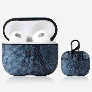 Snakeskin Texture Earphone Protective Case with Hang Buckle For AirPods 3(Blue)