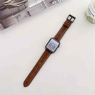 Crazy Horse Texture Matte Watch Band For Apple Watch Series 8&7 41mm / SE 2&6&SE&5&4 40mm / 3&2&1 38mm(Brown)